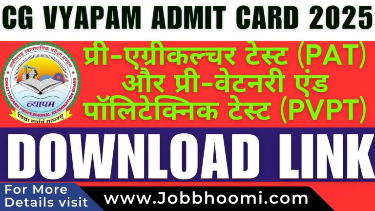 CG PAT/PVPT Admit Card 2025